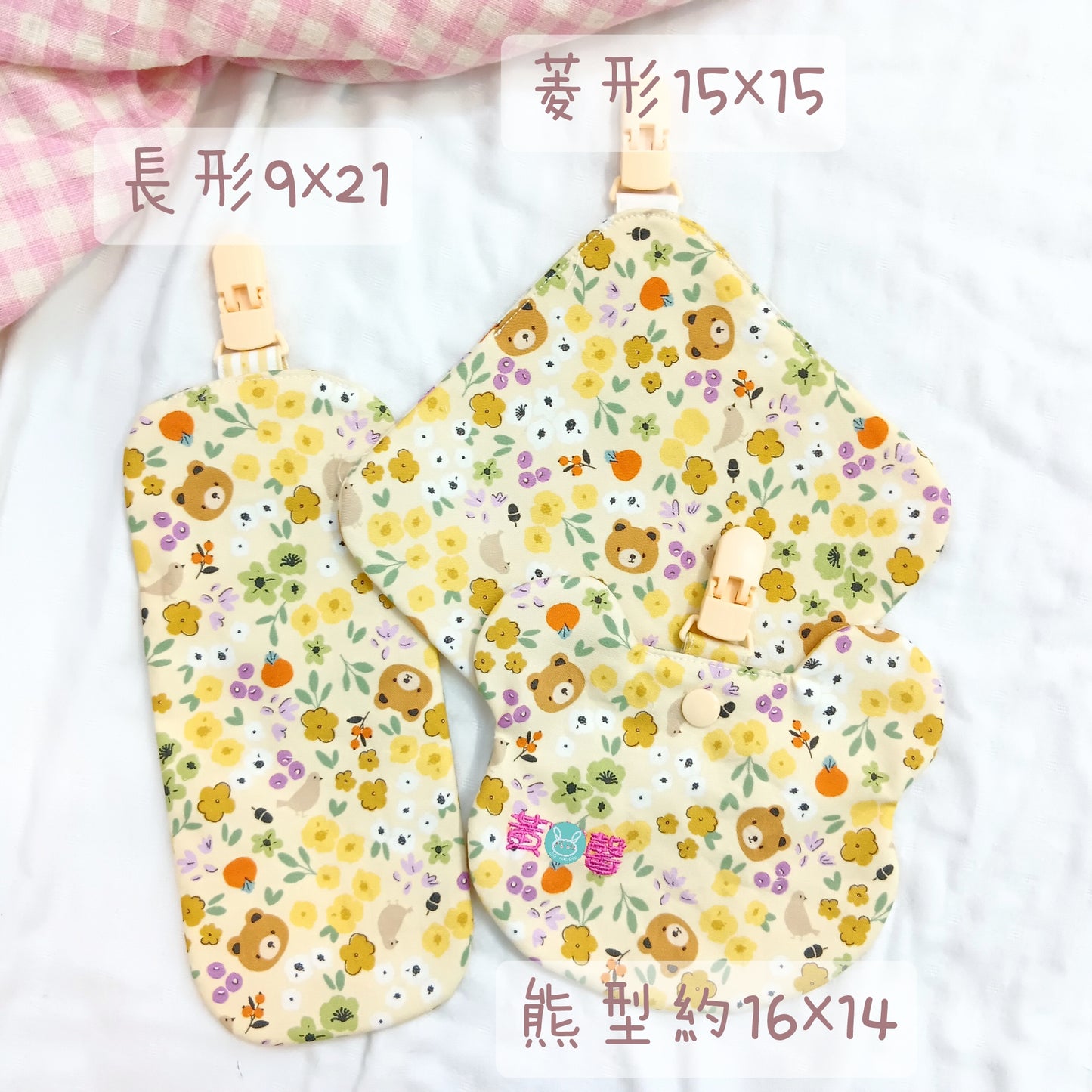 花草動物。雙面純棉手帕 / 附夾手帕 (可繡名字)