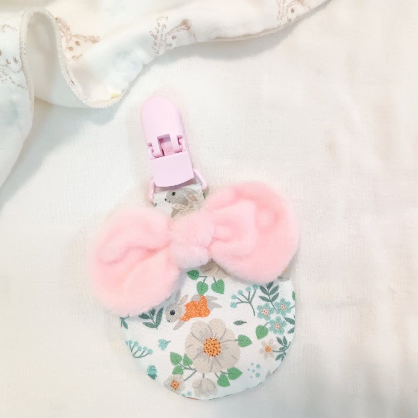 可繡名字 可單購。木槿花兔兔。手工訂製4件彌月組