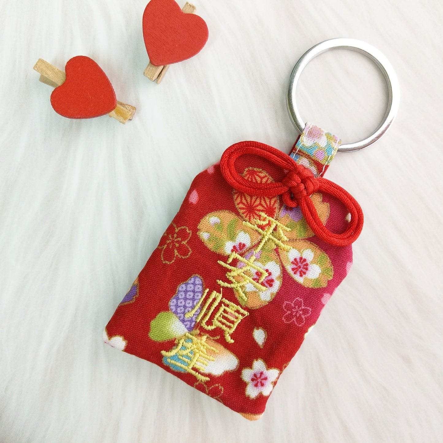 【可客製祝福】彩蝶戀櫻花。御守款平安符袋 (可繡名字)