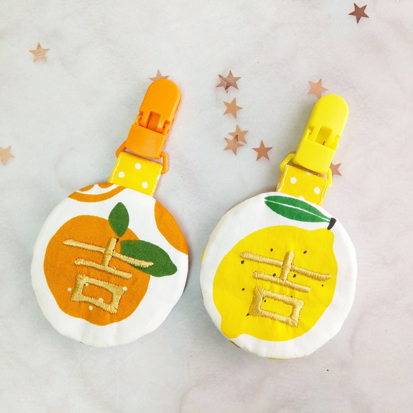 金吉檸檬 金吉橘子。圓形平安符袋 (可繡名字)