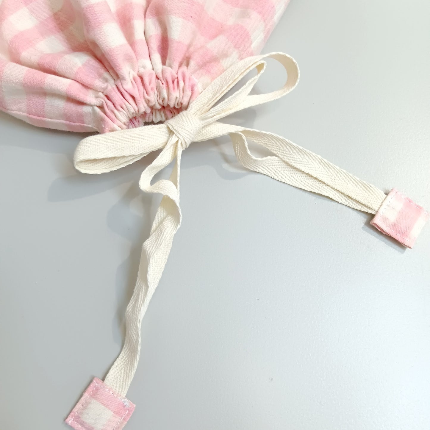 附姓名吊牌。莫蘭迪兔兔。幼兒園小學適用 可機洗束口便當袋 餐袋