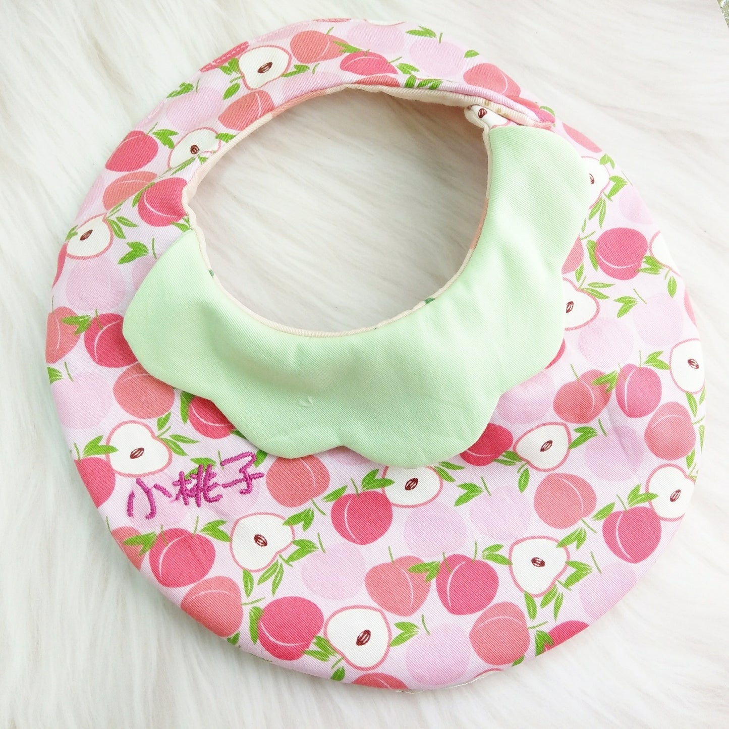 可繡名字 可單購。小蜜桃。手工訂製2件彌月組